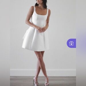 Satin Square Neckline Backless Cinched Waist Mini Dress